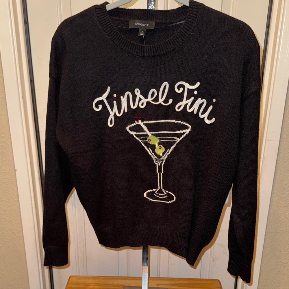 Chausique Black Sweater with Martini Graphic